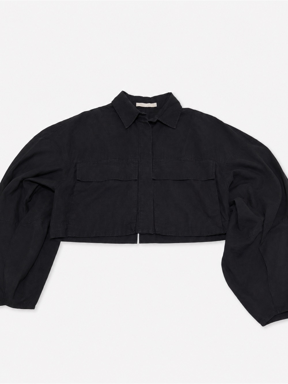 Black Cropped Button-Front Jacket - Women